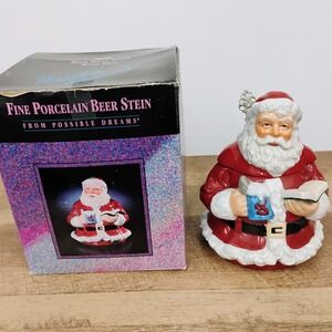 POSSIBLE DREAMS SANTA WITH MUG BEER STEIN FOXHILL 1993 w Box 424500‎